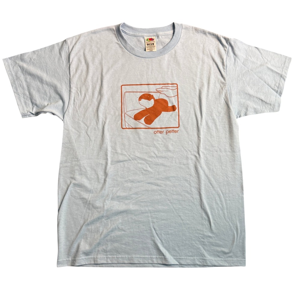 Vintage Otter Petter Graphic T-Shirt Chicago Indie Light Blue Large Mens Tee